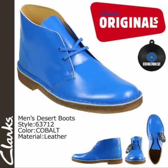 Clarks Originals Record Store Day Vinyl Patent Desert Boots Cobalt Men’s Sz 11.5 - Picture 10 of 11